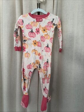 Burt's Bees Baby Pink & Coral Pumpkin-Print Footed One-Piece Organic Cotton 12M
